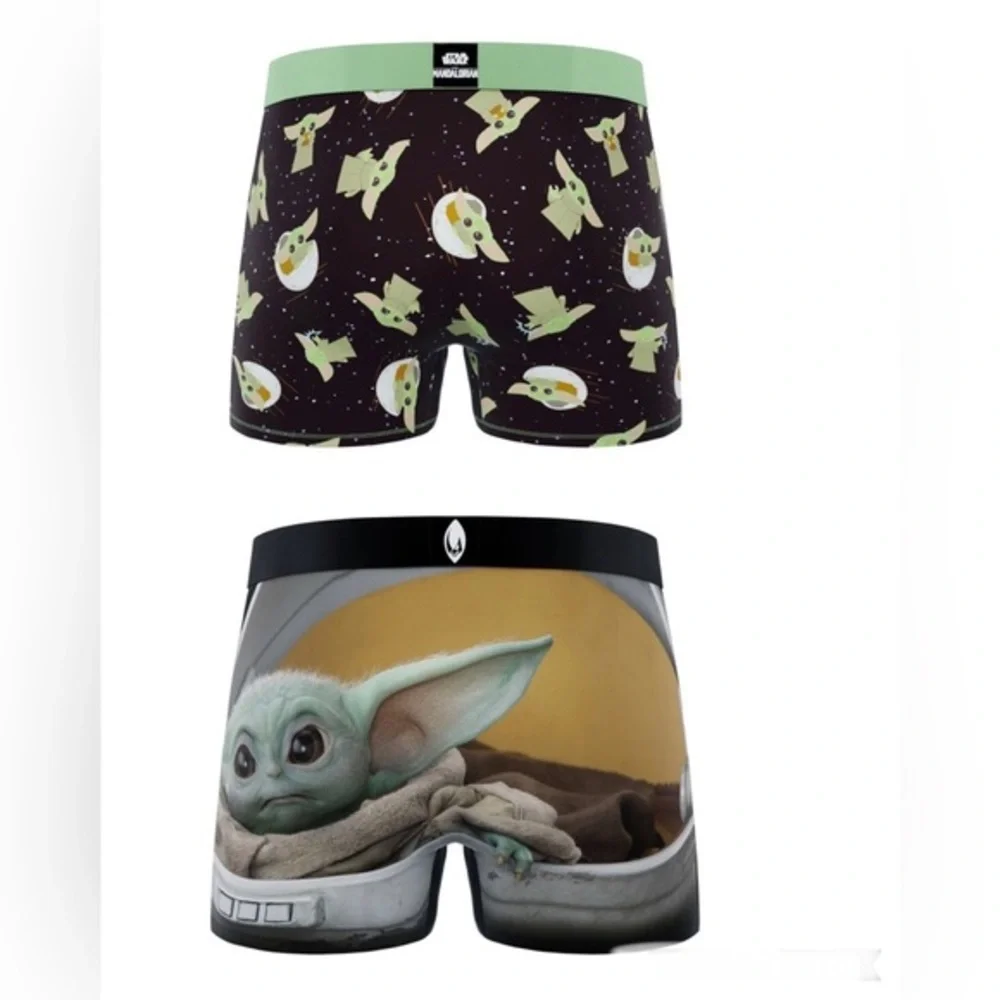 CRAZYBOXER The Mandalorian Baby Yoda‎ Face men’s Boxer Briefs 2pk size large new